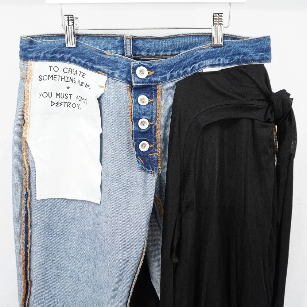 Unravel‎ Project Reversible Hybrid Jeans Women's 27 Shirt Overlay Deconstructed